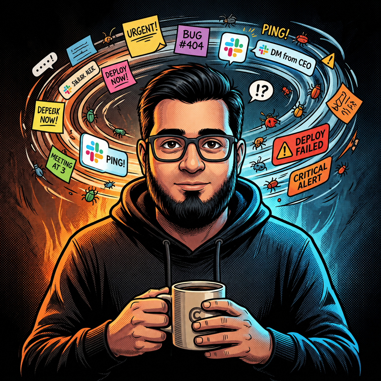 Illustrated portrait of Mohammad Ali Akmal, The Accidental CTO.